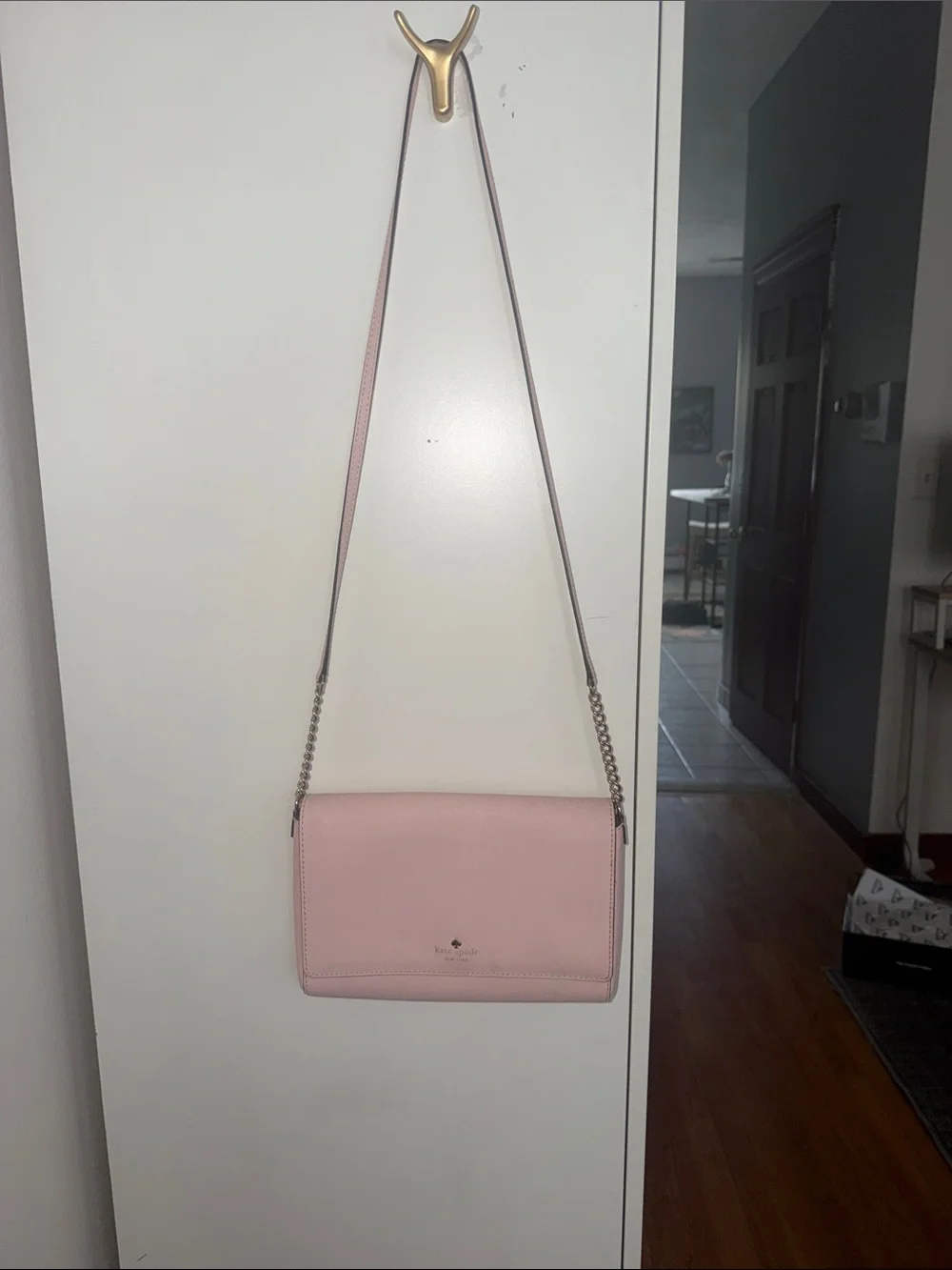 kate spade blush pink leather chain-strap crossbody bag